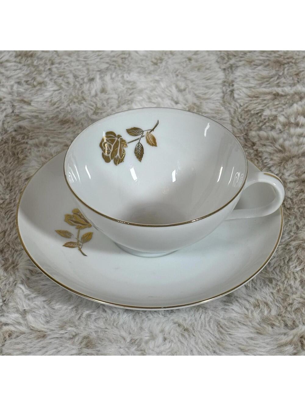 Royal M Mitashoten Japan DAYNA M122 Gold Rose Tea Cup & Saucer Set